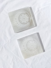 Selenite New Moon Mandala | Square Plate