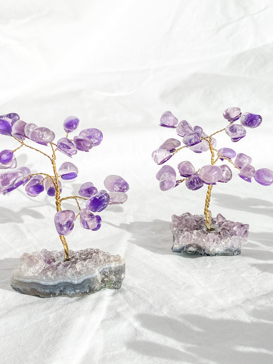 Wire Tree Amethyst on Amethyst Base