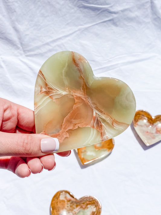 Green Onyx Heart Bowl | Large