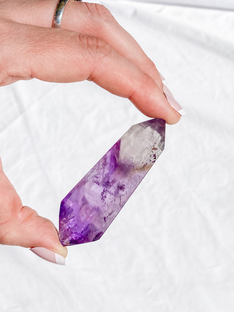 Amethyst Smoky Double Terminator Point 57g