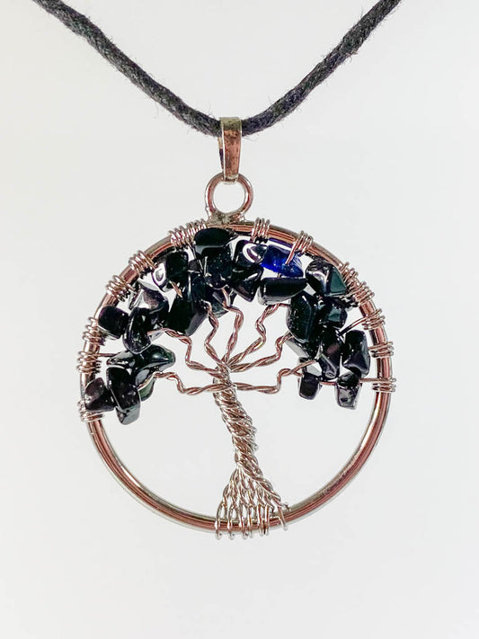 Tree of Life Pendant Black Obsidian