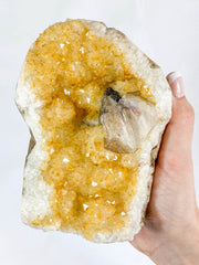 Citrine CutBase Cluster with Calcite and Druzy Inclusions 1.4kg