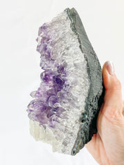 Amethyst Quartz and Calcite Cut Base Cluster 1.2kg