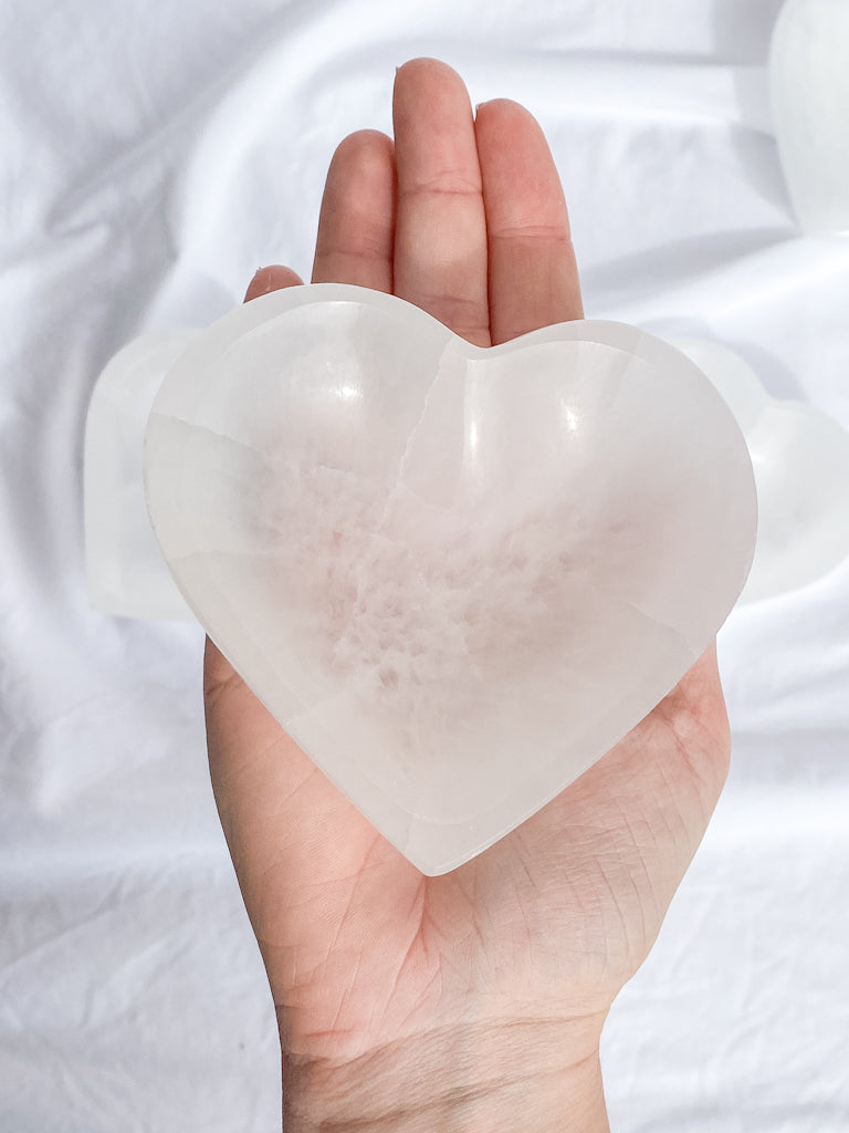 Selenite Heart Cleansing Bowl | Large
