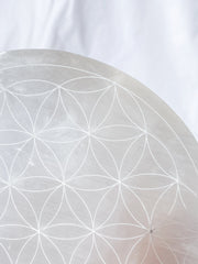 Selenite Flower of Life Plate | Full Moon