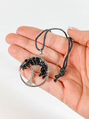 Tree of Life Pendant Black Obsidian