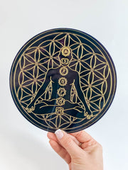 Chakra Healing with Seed of Life Mandala Disc | Black Acrylic