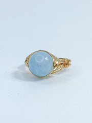 Angelite Gold Plated Ring Wire Wrapped