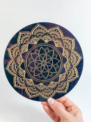 Flower Mandala Disc | Black Acrylic