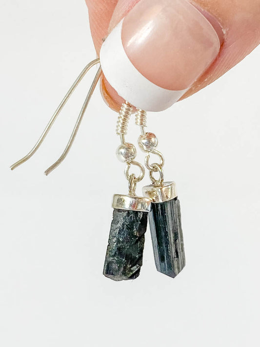 Black Tourmaline Natural Earring Small
