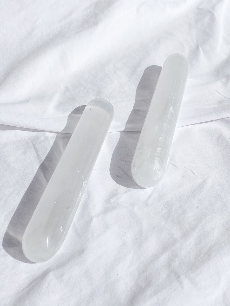 Selenite Cleansing Wand Rounded