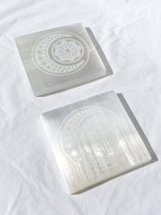 Selenite New Moon Mandala | Square Plate