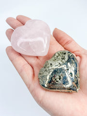 Manifest Love Heart Pack Duo: Rose Quartz + Pyrite | Medium