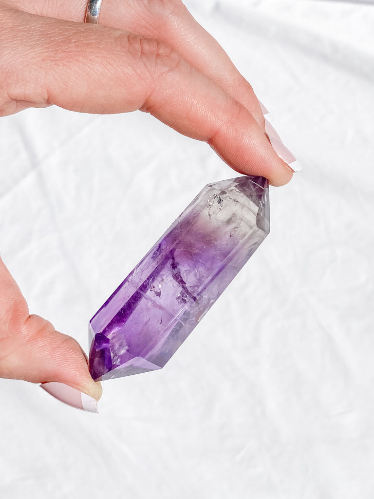 Amethyst Smoky Double Terminator Point 57g