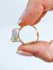 Aquamarine Gold Plated Ring Wire Wrapped