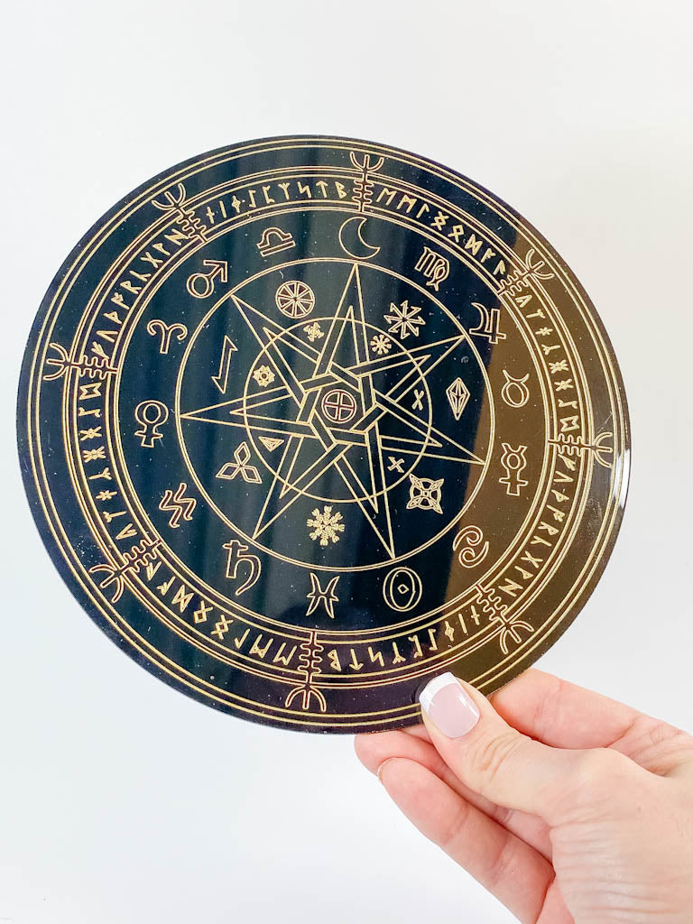Astrology Pendulum Divination Disc | Black Acrylic