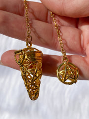 Pentagram Cage Gold Plated Pendulum