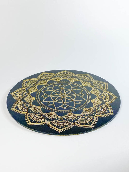Flower Mandala Disc | Black Acrylic