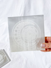 Selenite New Moon Mandala | Square Plate