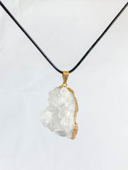 Clear Quartz Cluster Elegant Gold Plated Necklace