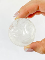 Clear Quartz Sun Face Carving