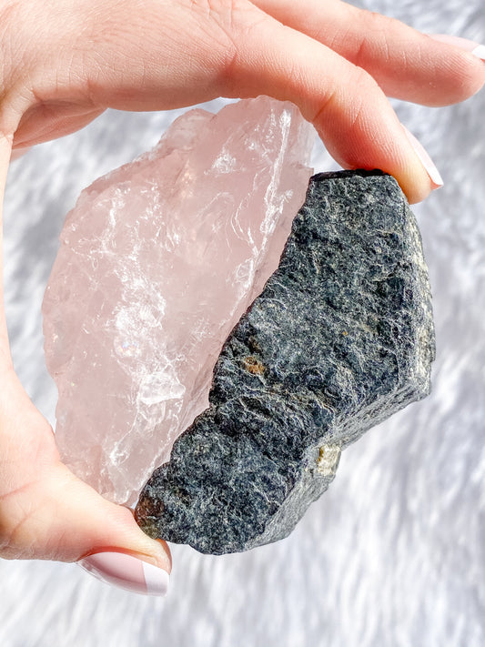 Rose Quartz and Black Tourmaline House Protection | Large