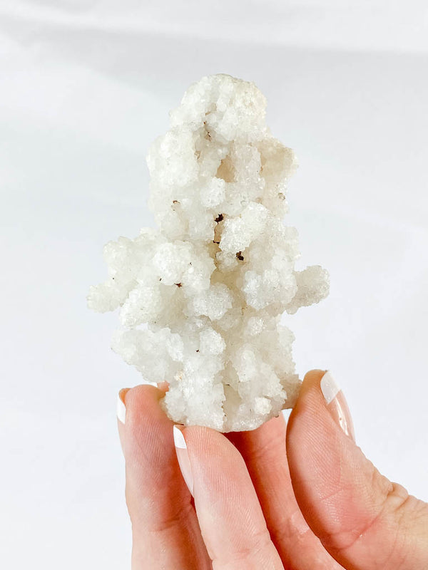 White Chalcedony Stalactite Cluster 89g