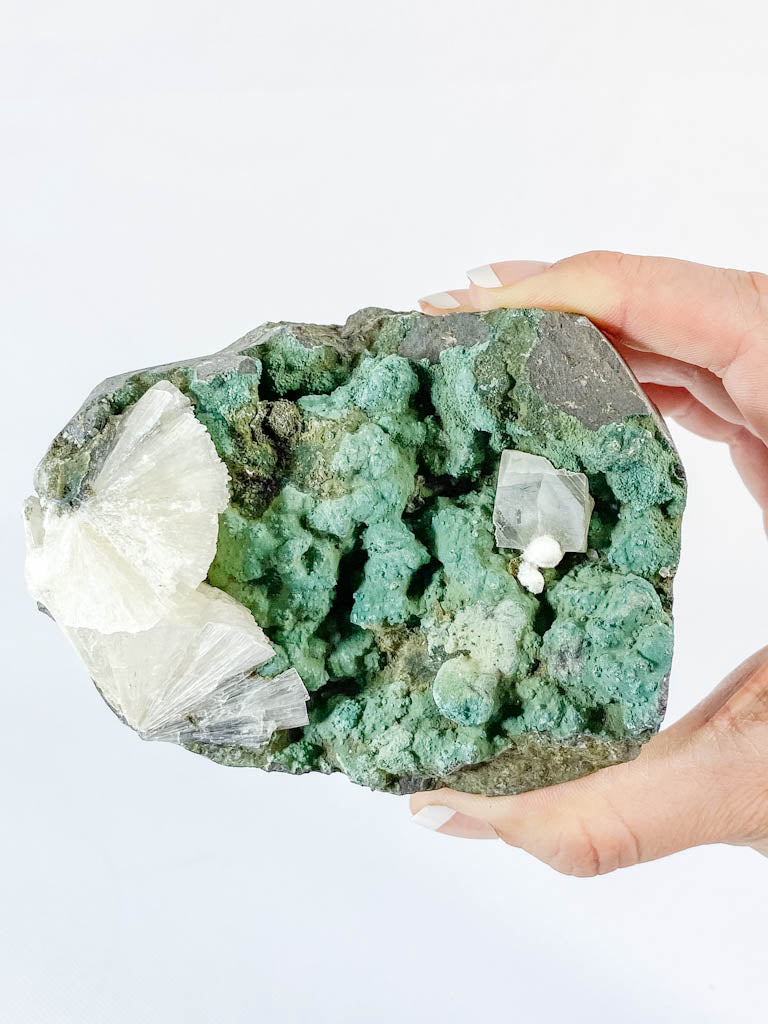 Green Heulandite with Inclusions 640g