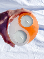 Selenite Yin & Yang Polished Candle Base