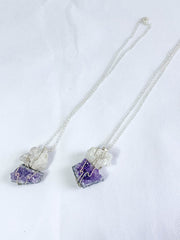 Clear Quartz and Amethyst Connection Necklace with Silver Chain