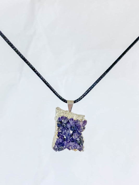 Amethyst Cluster Elegant Silver Plated Necklace