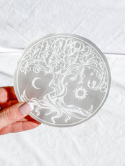 Selenite Enchanted Tree Plate | Full Moon