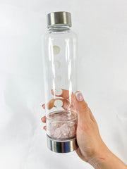 Gem Infused Lunar Phase Water Bottle | Rose Quartz