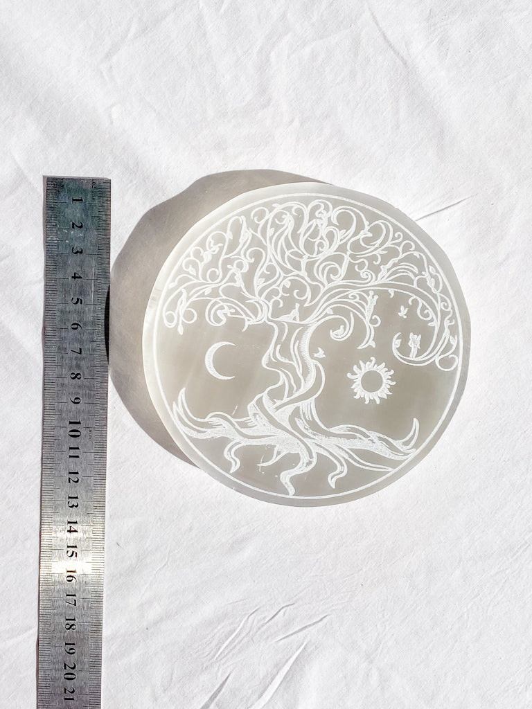 Selenite Enchanted Tree Plate | Full Moon