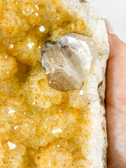 Citrine CutBase Cluster with Calcite and Druzy Inclusions 1.4kg