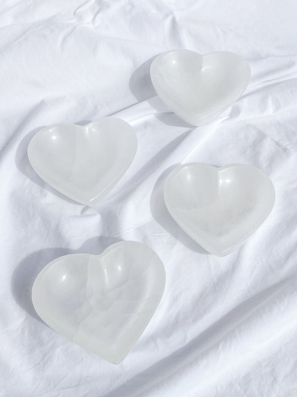 Selenite Heart Cleansing Bowl | Large