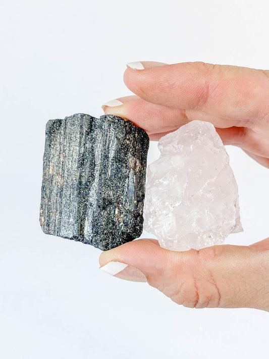 Rose Quartz and Black Tourmaline House Protection | Small