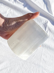 Selenite Polished Tube Candle Base
