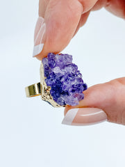 Amethyst Cluster Ring Gold Plated