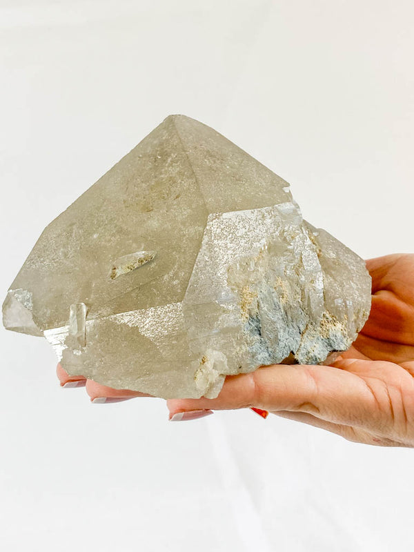 Indictolite Blue Tourmaline Rutile in Quartz Natural Mineral Specimen 874g