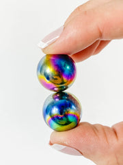 Magnetic Hematite Rainbow Sphere Pair | Mini