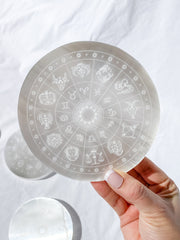 Selenite Astrology Plate Full Moon | Large
