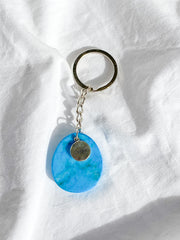 Worry Stone Keyring Dyed Blue Howlite