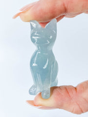 Blue Onyx Cat Carving