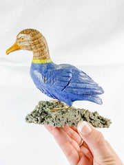 Peruvian Crystal Duck on Pyrite Cluster Carving 800g