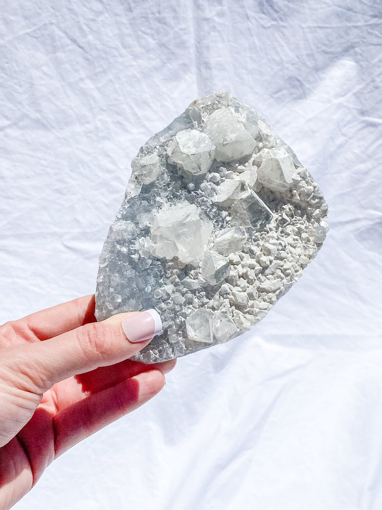 Apophyllite Frosted Cluster with Inclusions 630g