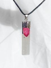 Selenite with Pink Aura Quartz Pendant