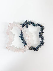 Rose Quartz and Black Tourmaline | Bracelet Set Personal Protection