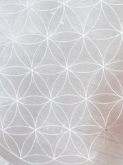 Selenite Flower of Life Plate | Full Moon