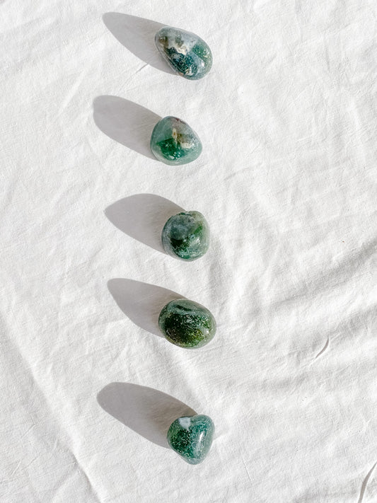 Green Moss Agate Tumbles | Medium